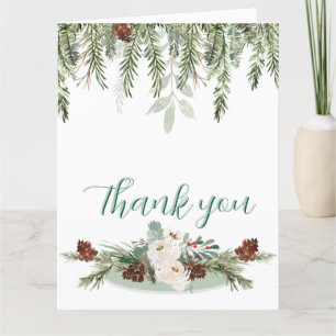 Tarjeta De Agradecimiento Monograma de la máquina de Rosa de invierno