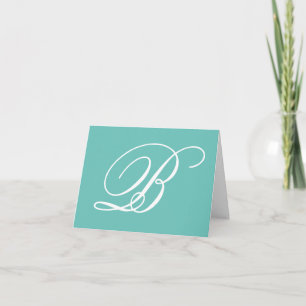 Tarjeta De Agradecimiento Monograma de Letra Caligráfica Elegante en Verde C