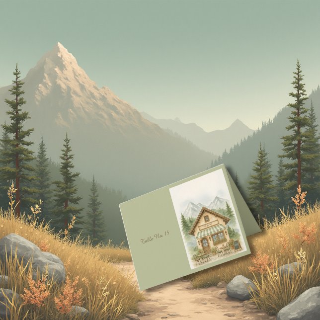 Tarjeta De Agradecimiento Monograma de montaña boda de destino Número de tab (Subido por el creador)