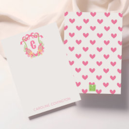 Tarjeta De Agradecimiento Monograma de pádel rosa y verde