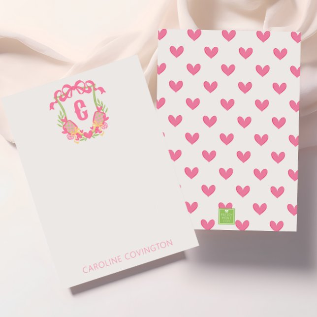 Tarjeta De Agradecimiento Monograma de pádel rosa y verde (Subido por el creador)