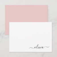 Monograma de Rubor blanco rosado moderno con guión