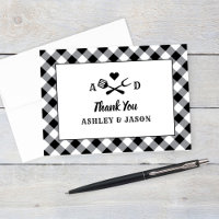 Monograma del Boda Rústico Black Gingham Plaid BBQ