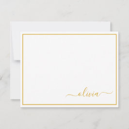 Tarjeta De Agradecimiento Monograma del guión moderno blanco dorado Girly