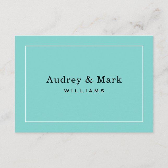 Tarjeta De Agradecimiento Monograma elegante Aqua azul y negro (Anverso)