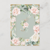 Monograma Elegante Rosas Florales Verdes Letra J