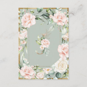 Tarjeta De Agradecimiento Monograma Elegante Rosas Florales Verdes Letra J