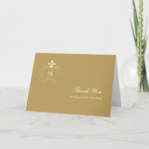 Tarjeta de agradecimiento Monograma Fleur de Lis e