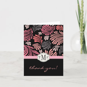 Tarjeta De Agradecimiento Monograma Floral Flourish Gracias