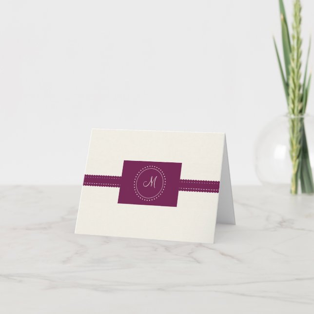 Tarjeta De Agradecimiento Monograma Gracias (borgoña) (Anverso)