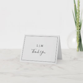 Tarjeta De Agradecimiento Monograma gris claro simple y elegante de boda