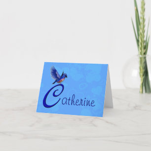 Tarjeta De Agradecimiento Monograma Inicial C de Bluebird Personalizado