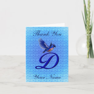 Tarjeta De Agradecimiento Monograma Inicial D Bluebird Personalizado