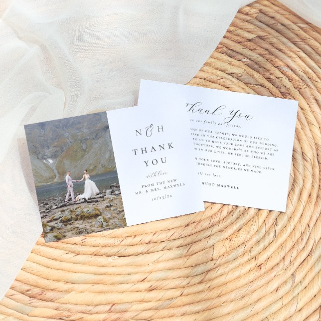 Tarjeta De Agradecimiento Monograma Iniciales Elegante Boda de fotos y Amper (Subido por el creador)