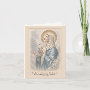 Tarjeta De Agradecimiento Monograma Mariano Católico Bendita María