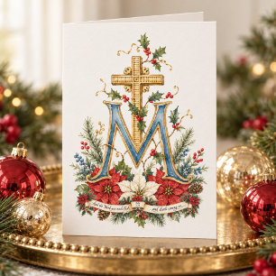 Tarjeta De Agradecimiento Monograma Mariano Católico Tradicional Juan 1:14