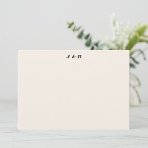 Tarjeta De Agradecimiento Monograma minimalista negro y marfil Boda personal