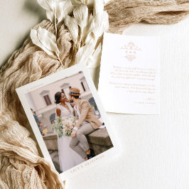 Tarjeta De Agradecimiento Monograma moderno del Boho | Boda de fotos Gracias
