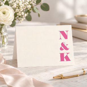 Tarjeta De Agradecimiento Monograma moderno simple y atrevido de boda en ros