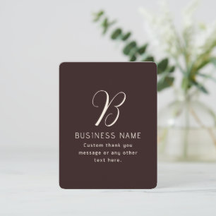Tarjeta De Agradecimiento Monograma moderno y elegante de nombres de negocio