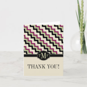 Tarjeta De Agradecimiento Monograma moderno ZigZag Gracias