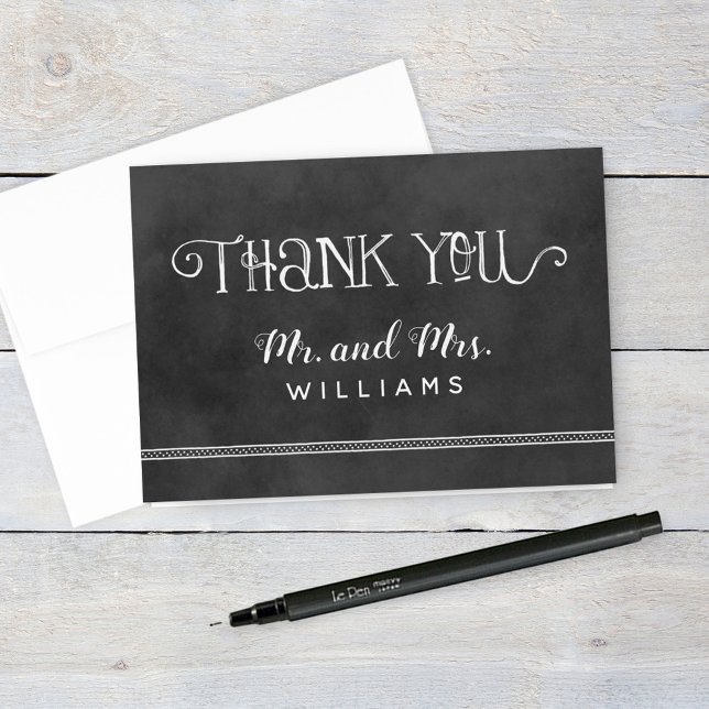 Tarjeta De Agradecimiento Monograma negro Boda de tablero de guiones rusos (Subido por el creador)