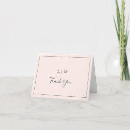Tarjeta De Agradecimiento Monograma Rosa Simple Elegante Boda