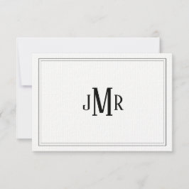 Tarjeta De Agradecimiento Monogramado clásico en blanco y negro