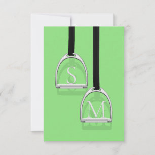 Tarjeta De Agradecimiento Monogramado Stirrup Irons Lime Green Ecuestres