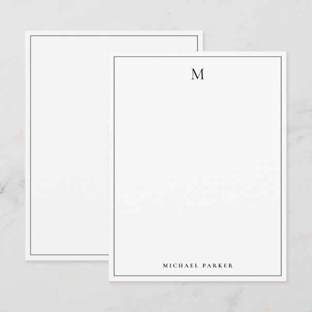 Tarjeta De Agradecimiento Monogrammed Elegant Black and white Professional  (Anverso / Reverso)