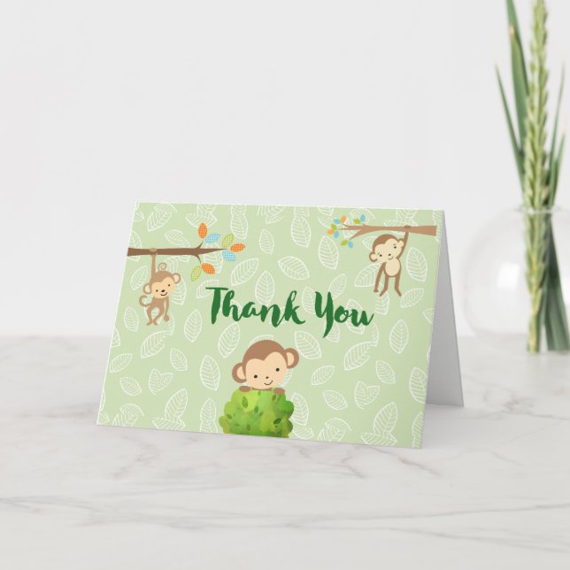 Tarjeta De Agradecimiento Monos personalizados - Jugadores y amables gracias (Anverso)