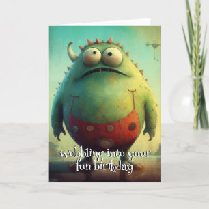 Tarjeta De Agradecimiento Monster Mayhem... Carné de cumpleaños de Chuckle C