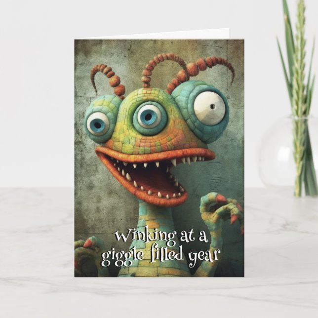 Tarjeta De Agradecimiento Monster Mayhem... carnet de cumpleaños de Chuckle  (Anverso)