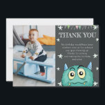 Tarjeta De Agradecimiento Monster Theme Photo Birthday<br><div class="desc">Monster Tema Foto Cumpleaños Gracias Diseño de Tarjeta. Puedes visitar mi tienda por productos más hermosos.</div>
