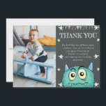 Tarjeta De Agradecimiento Monster Theme Photo Birthday<br><div class="desc">Monster Tema Foto Cumpleaños Gracias Diseño de Tarjeta. Puedes visitar mi tienda por productos más hermosos.</div>