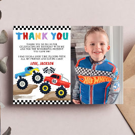 Tarjeta De Agradecimiento Monster Truck foto de cumpleaños carta de agradeci