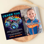 Tarjeta De Agradecimiento Monster Truck Rally Boy Birthday Photo<br><div class="desc">Tarjeta de agradecimiento al monster Truck Rally Boy Birthday</div>
