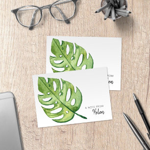 Tarjeta De Agradecimiento Monstera de color de agua minimalista