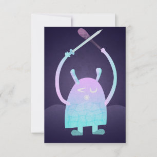 Tarjeta De Agradecimiento Monstruo Azul Pequeño y Lindo