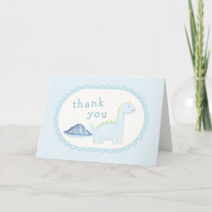 Tarjeta De Agradecimiento Montaña Niño Azul Fiesta Prehistórica de Dinosauri