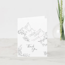 Tarjeta De Agradecimiento Montañas bonitas, flores y ramas