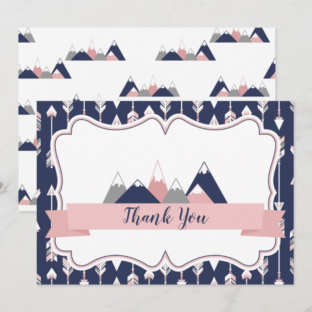 Tarjeta De Agradecimiento Montañas De Llanura Gracias A Las Cartas Temáticas (Anverso / Reverso)