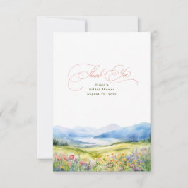 Tarjeta De Agradecimiento Montañas y flores silvestres gracias