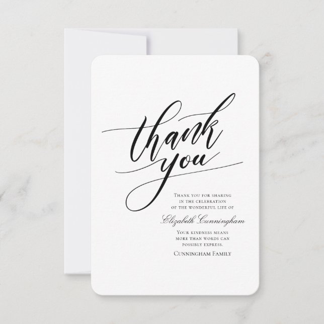 Tarjeta De Agradecimiento Monumento a la caligrafía clásica y simple (Anverso)