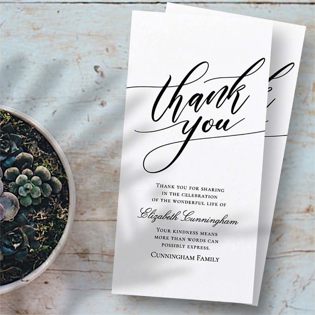 Tarjeta De Agradecimiento Monumento a la caligrafía clásica y simple (Subido por el creador)