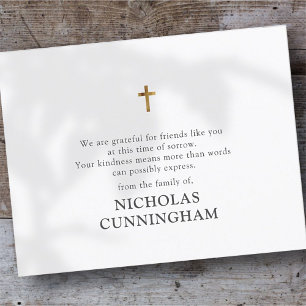 Tarjeta De Agradecimiento Monumento a la moderna cruz simple de oro