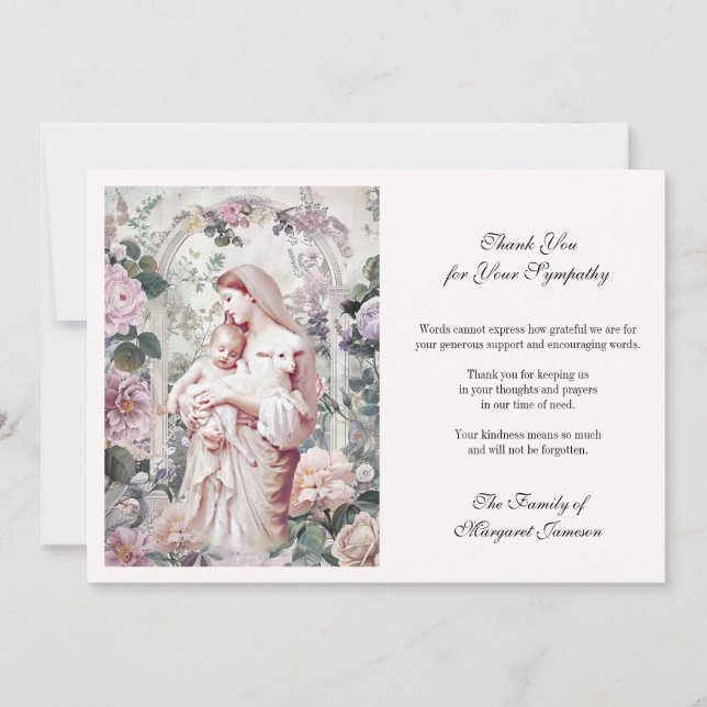 Tarjeta De Agradecimiento Monumento a María y Jesús Floral (Anverso)
