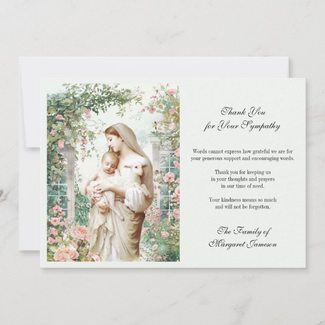 Tarjeta De Agradecimiento Monumento a María y Jesús Floral (Anverso)