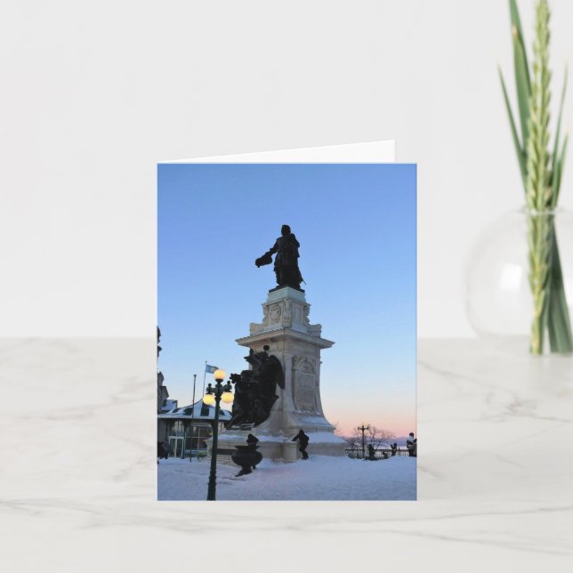 Tarjeta De Agradecimiento Monumento a Samuel De Champlain, Quebec, Canadá (Anverso)