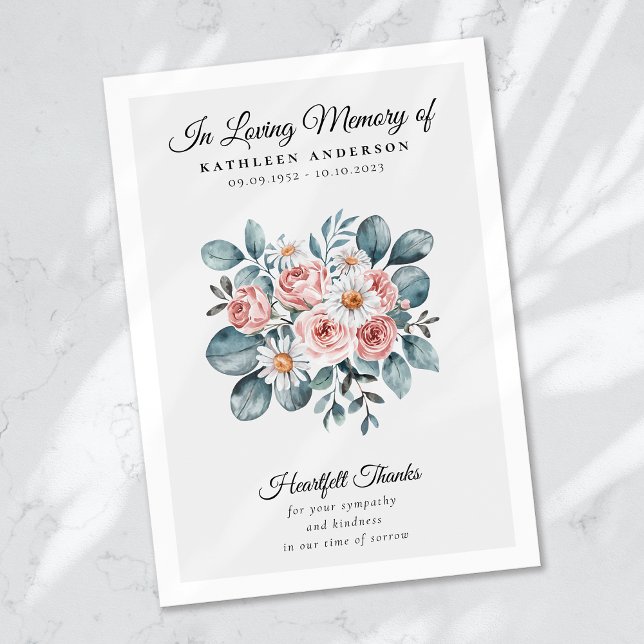 Tarjeta De Agradecimiento Monumento al funeral de Boho Floral (Subido por el creador)